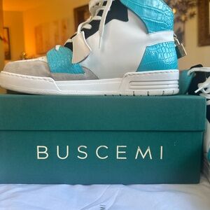 Buscemi Turquoise and White Jordan High-Top Sneakers (42/9)